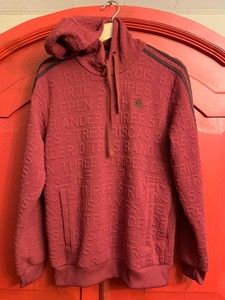 Adidas Badge of Sport 3 Stripe Embossed Sweatshirt Hoodie Mens Size Small EUC
